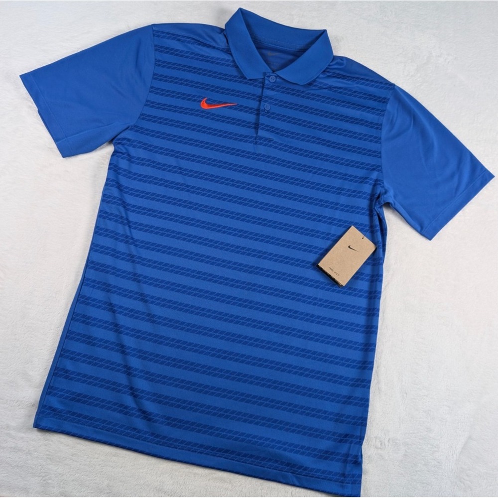 Nike Dri Fit Coaches‎ Victory Polo Shirt Mens Small Royal Blue Striped NWT. - Picture 2 of 10